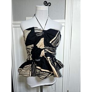 Express Studio Womens Blouse Halter Black Top Sz L Dressy